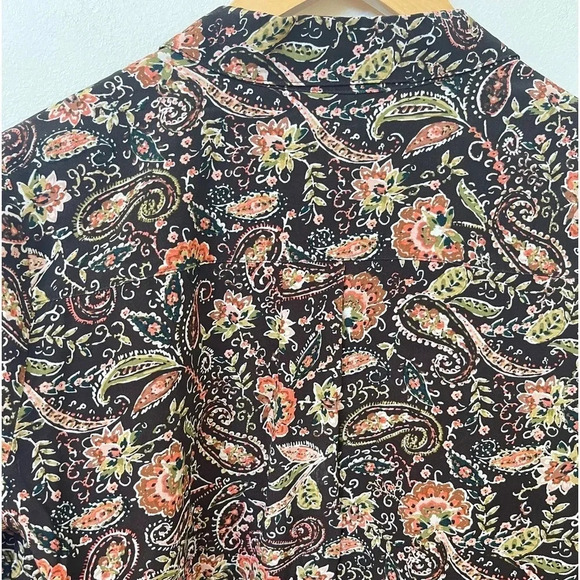J Jill Sz SP Brown/Orange Paisley 100% Rayon Long Button Down Pockets Brand New - Picture 4 of 12